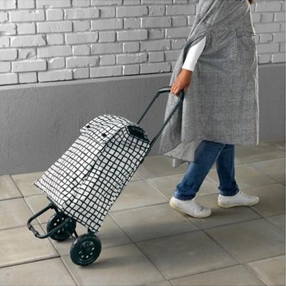 IKEA KNALLA Shopping bag on wheels, black white - Picture 14 of 16